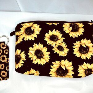 Flower Print Makeup Bag Cosmetic Makeup Bag & Lipstick Keychain New